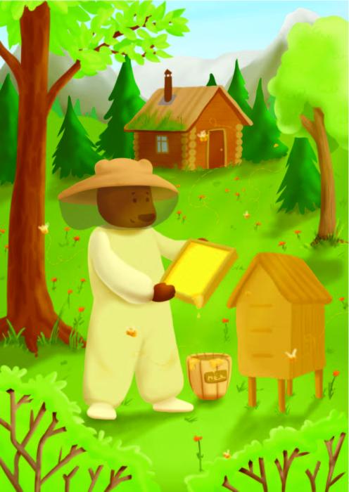 Открытка из серии Russian National Traditions «Beekeeping»