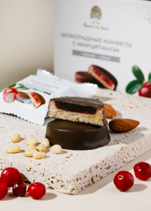 Шоколадные конфеты с марципаном «Клюква-водка»‎, 220 г