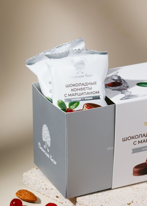 Шоколадные конфеты с марципаном «Клюква-водка»‎, 220 г
