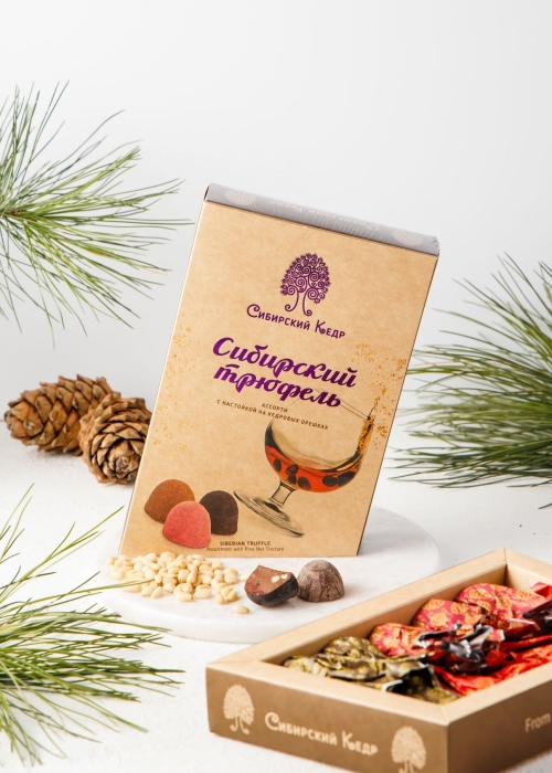 Сибирский трюфель ассорти с кедровой настойкой, 100 г &mdash; вишня, кофе, апельсин