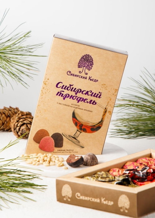 Сибирский трюфель ассорти с кедровой настойкой, 100 г &mdash; вишня, кофе, апельсин