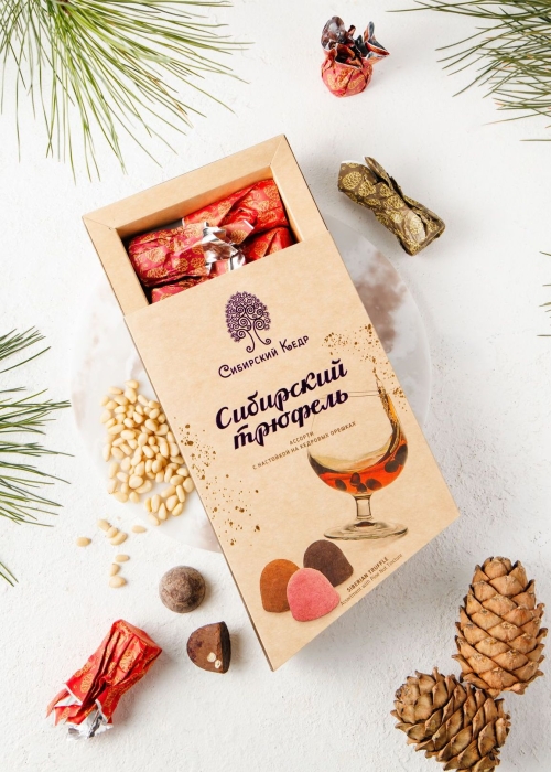 Сибирский трюфель ассорти с кедровой настойкой, 100 г &mdash; вишня, кофе, апельсин