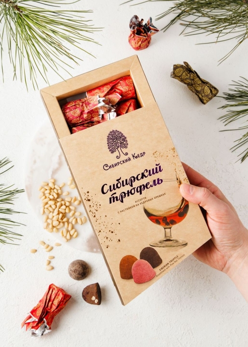 Сибирский трюфель ассорти с кедровой настойкой, 100 г &mdash; вишня, кофе, апельсин