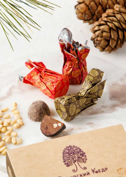 Сибирский трюфель ассорти с кедровой настойкой, 100 г &mdash; вишня, кофе, апельсин