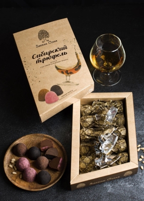 Сибирский трюфель ассорти с кедровой настойкой, 100 г — вишня, кофе, апельсин