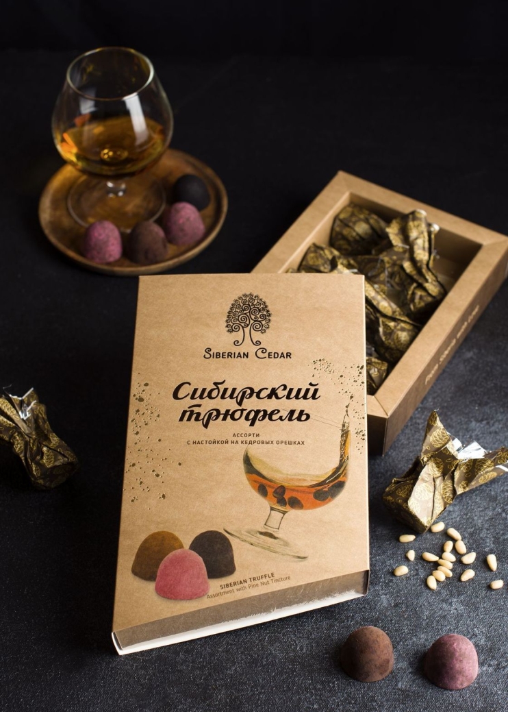 Сибирский трюфель ассорти с кедровой настойкой, 100 г — вишня, кофе, апельсин