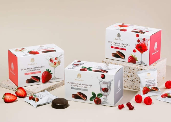 Шоколадные конфеты с марципаном «Клубника-шампанское»‎, 220 г