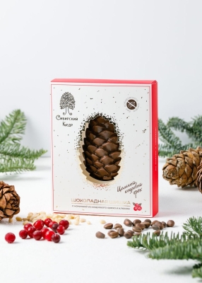 Шоколадная шишка с кедровым орехом и клюквой, 80 г