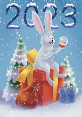 Открытка «Новогодний кролик»