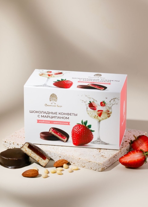 ★ Шоколадные конфеты с марципаном &laquo;Клубника-шампанское&raquo;&lrm;, 220 г
