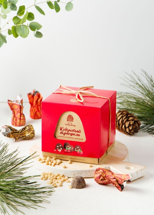 Кедровый трюфель &laquo;Ассорти из тёмного шоколада&raquo;, 120 г &mdash; классический, малина, клюква