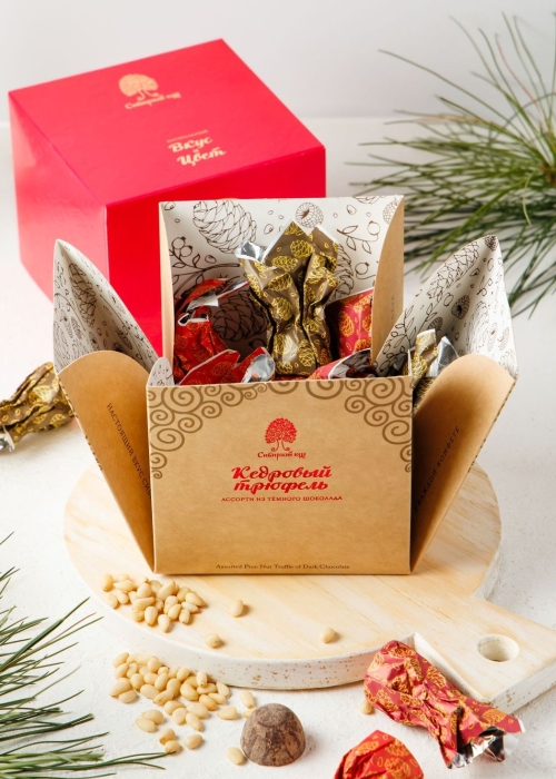 Кедровый трюфель &laquo;Ассорти из тёмного шоколада&raquo;, 120 г &mdash; классический, малина, клюква