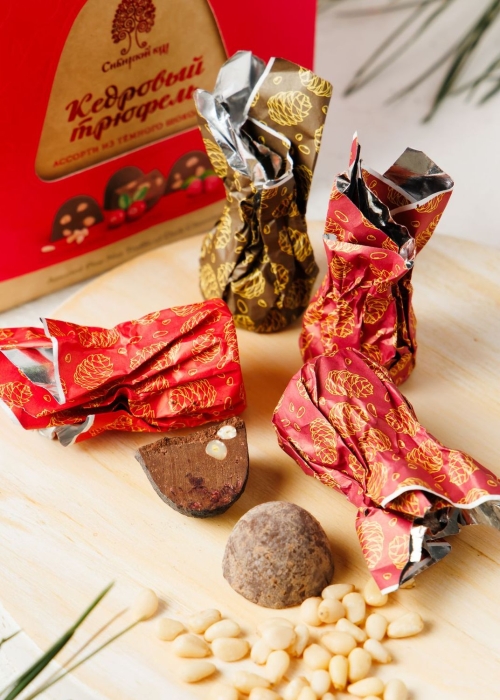 Кедровый трюфель &laquo;Ассорти из тёмного шоколада&raquo;, 120 г &mdash; классический, малина, клюква