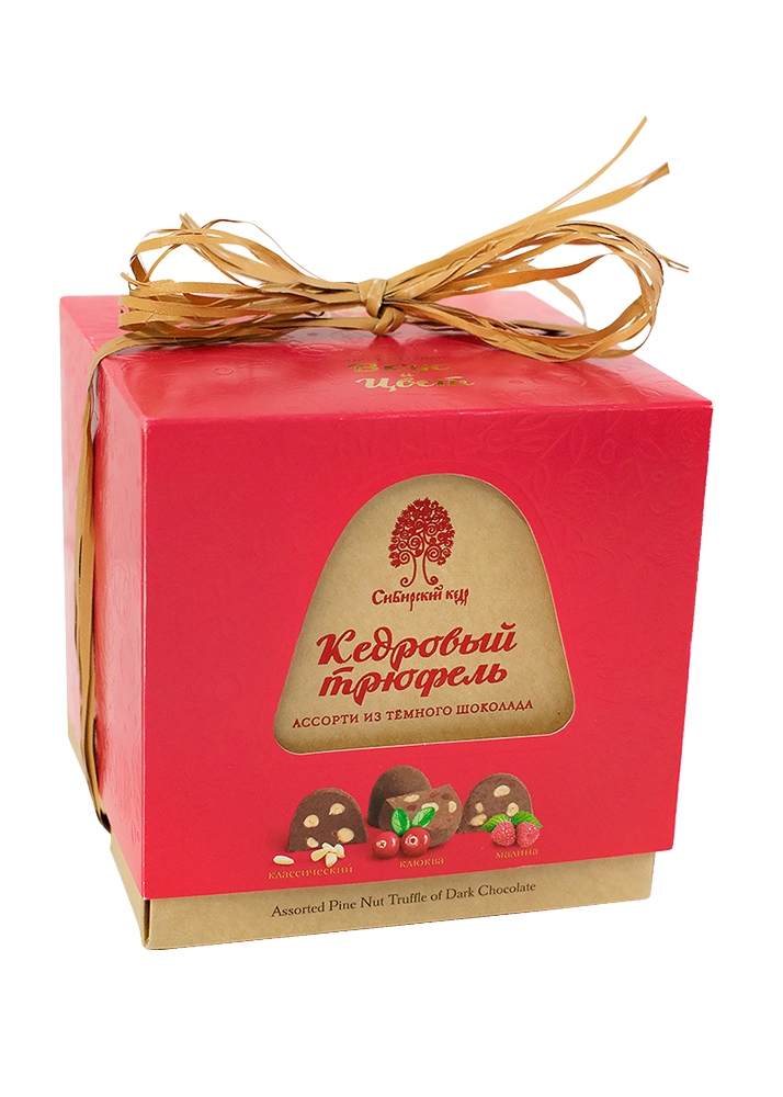 Кедровый трюфель «Ассорти из тёмного шоколада», 120 г — классический, малина, клюква