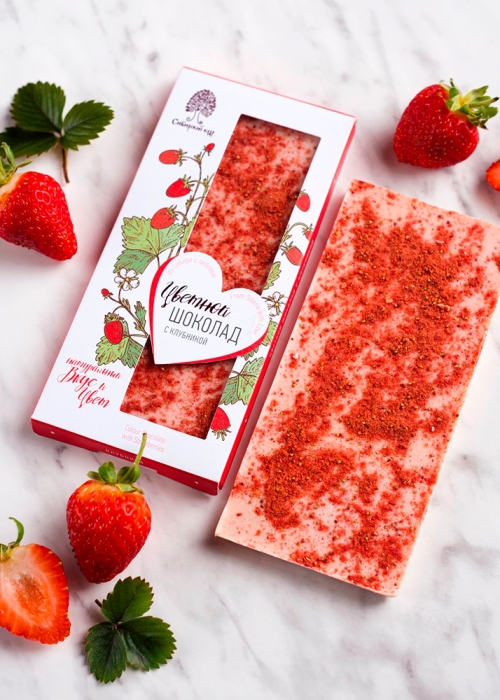 ★ Цветной шоколад с клубникой, 100 г