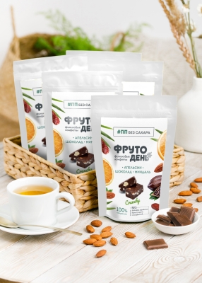 Финиковые конфеты Фрутодень апельсин, шоколад, миндаль, 150 г