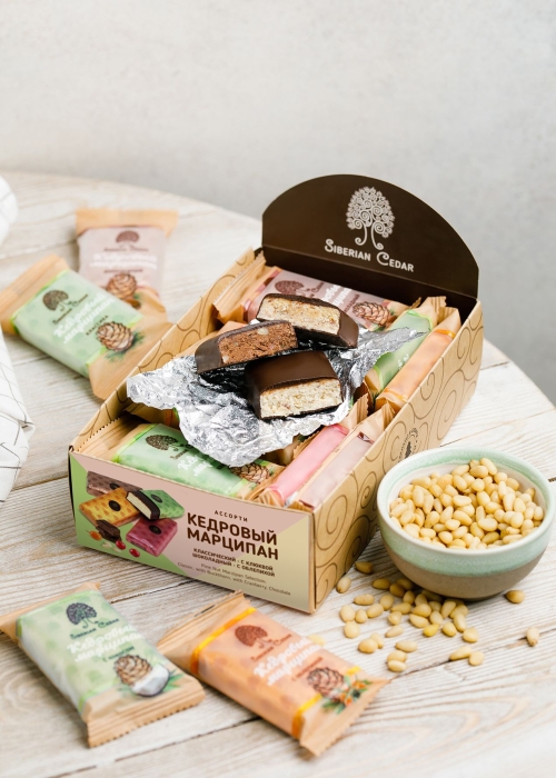 ★ Кедровый марципан ассорти, 720 г | шоу-бокс — 18 батончиков