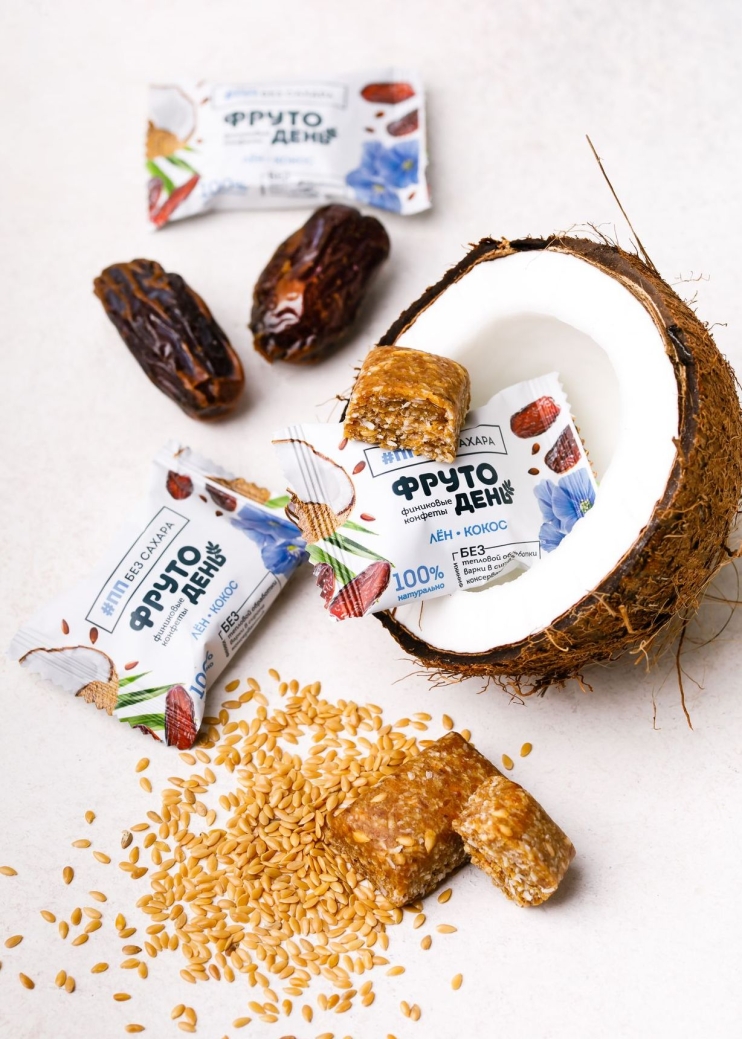 Финиковые конфеты Фрутодень лён-кокос, 450 г