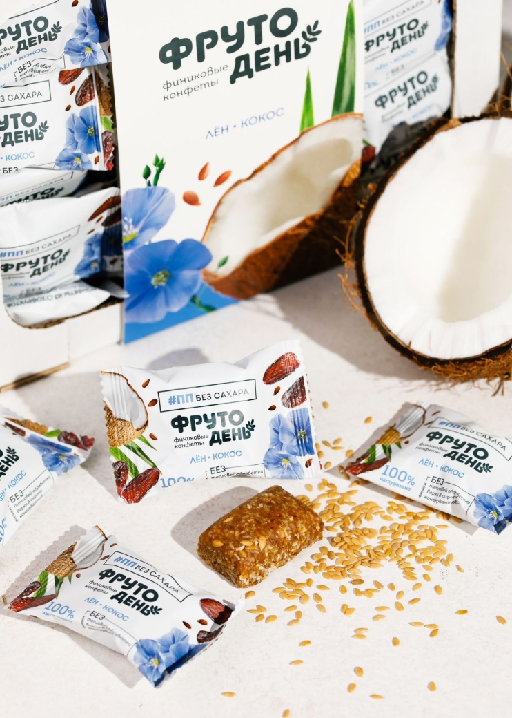 Финиковые конфеты Фрутодень лён-кокос, 450 г
