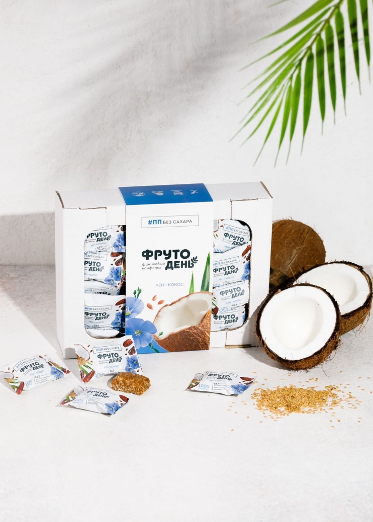 Финиковые конфеты Фрутодень лён-кокос, 450 г