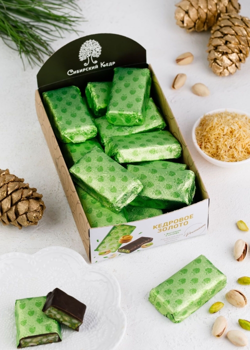 Батончик «Кедровое золото» с фисташкой, 630 г | шоу-бокс — 18 батончиков