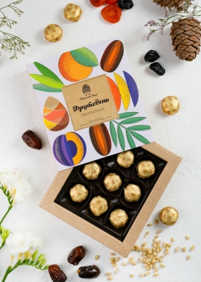 Фруктовые конфеты «Фрутодень», 120 г — с кедровыми орехами, финиками, курагой и черносливом