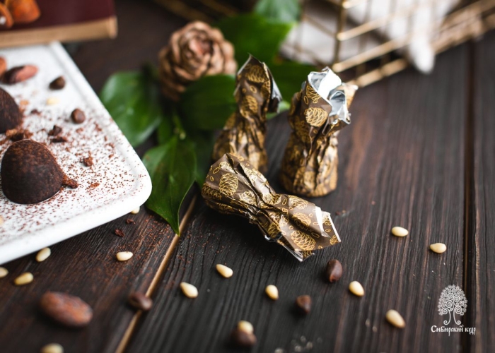 ★ Кедровый трюфель «Ассорти из тёмного шоколада», 1 кг — классический, малина, клюква