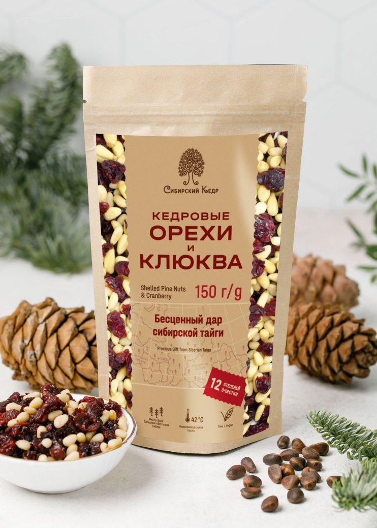 Смесь ядра кедрового ореха и клюквы вяленой, 150 г