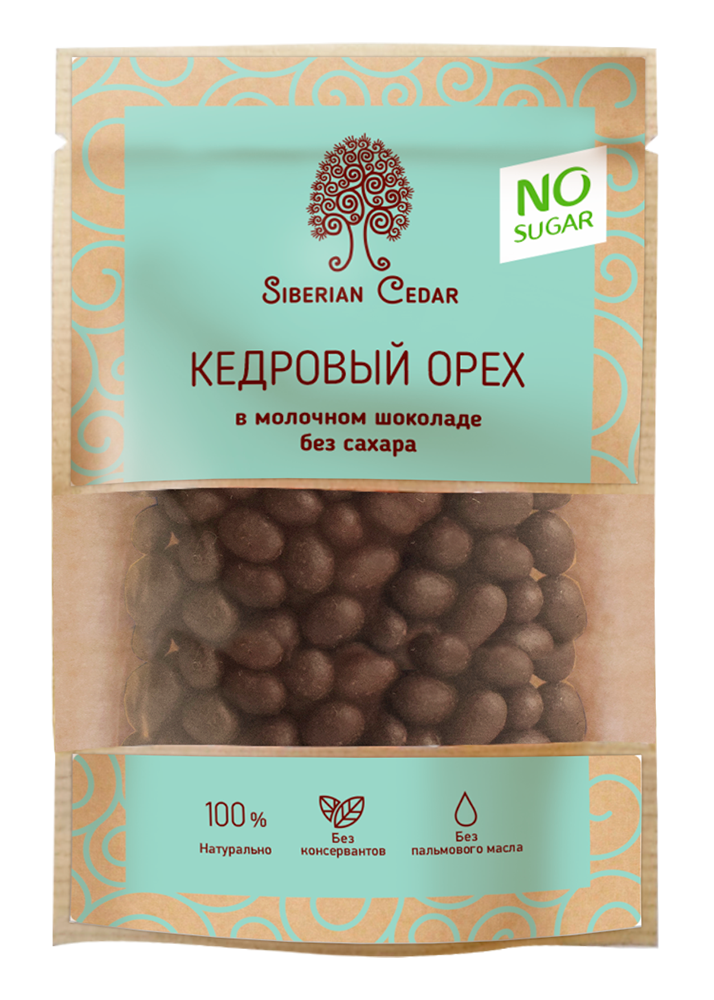 Ядро кедрового ореха в молочном шоколаде без сахара, 60 г
