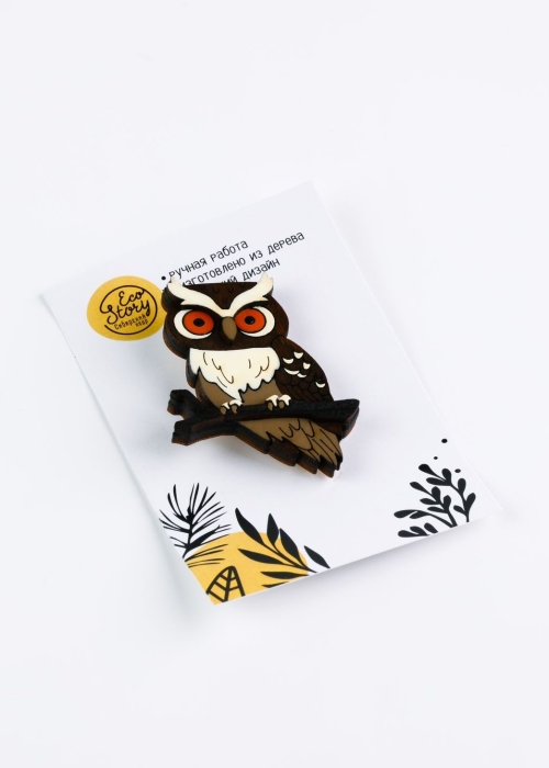 Деревянная брошь «Сова»